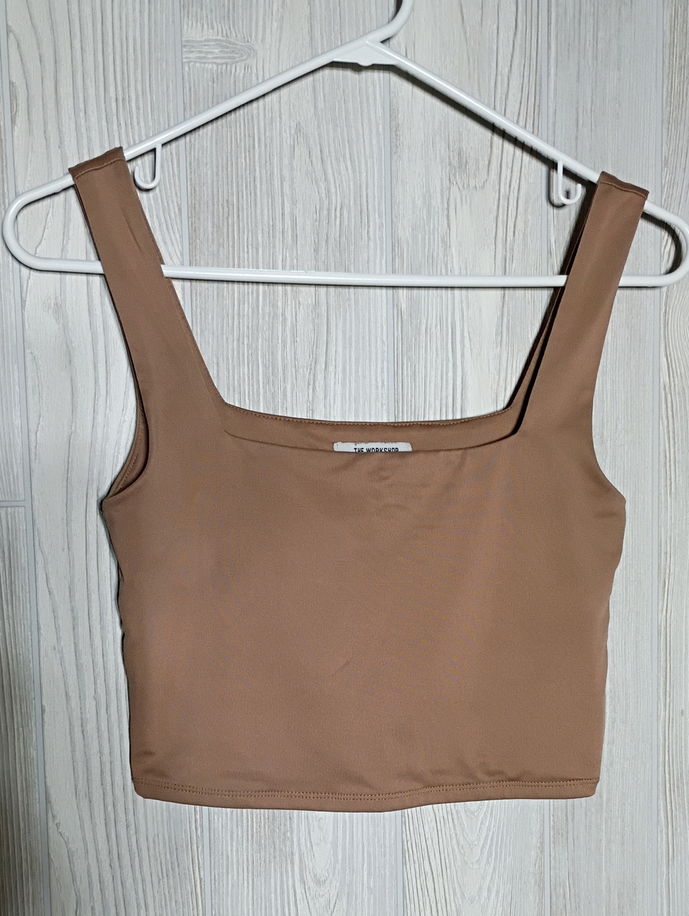 ✴️3 for $15: Square Neck Crop Tank Top - Camel